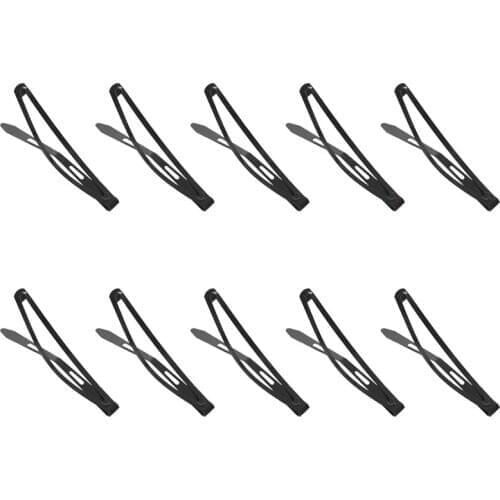 Metal Bow Prong Clamp Snap Hair Clips Barrettes 7.7cm Long 12pcs Black
