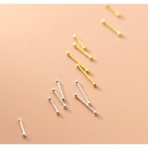 Real 925 Sterling Silver Ting Bead Stud Earrings For Fashion Women Party Fine Jewelry Minimalist Geometric Accessories