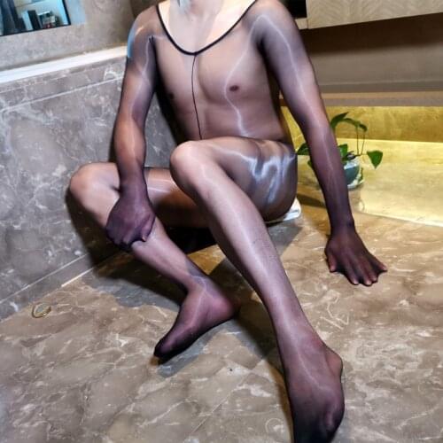 Unisex Ultra Thin Nylons Bodysuit Package Hands Penis Sheath Open Tights Bodystocking Lingerie Sexy Crotchless Jumpsuit Bodies