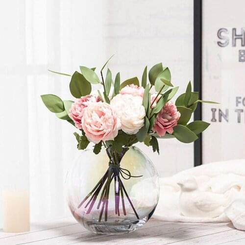 Transparent Glass Vase Dreamy Colorful Gradient Flowers Vases Tabletop Ornament Flower Arrangement Modern Floral Home Decoration