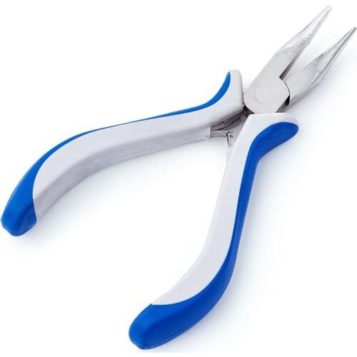 Jewelry Plier Bent Nose Plier Ferronickel Carbon-Hardened Steel For Jewelry Making, about 5.8cm wide,12.8cm long