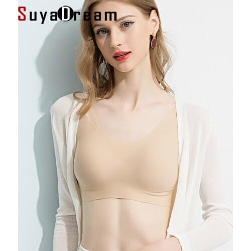 SuyaDream Women 3/4 Cups Seamless Bras Natural Silk Lining Wire Free Thin Padding Yo ya Style Bra 2021 Black Intimates