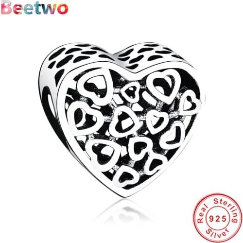 Fit Pandora Charms Bracelet Orignal 925 Sterling Silver Heart Charm Beads Pendant Women DIY Jewelry Berloque