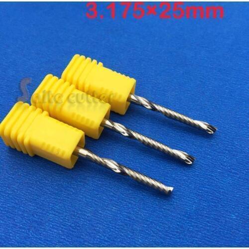 10Pcs 3.175*25MM AAA Single Flute Aluminum Milling Cutter,End Mill Tool, CNC Router Bit, on Wood PVC Acrylic PCB