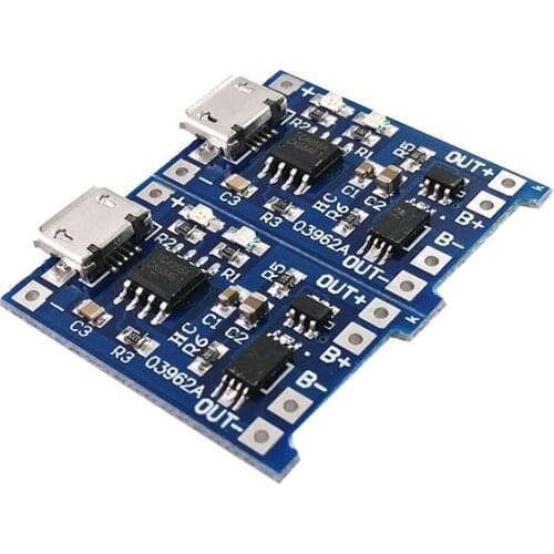10PCS Micro USB 5V 1A 18650 TP4056 Lithium Battery Charger Module Charging Board With Protection Dual Functions 1A Li-ion