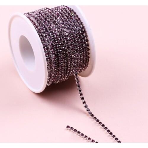 10 Yard High Quality 2mm To 4mm Crystal Ab Silver Claw Sew On Rhinestone Chain Cup Glitter Rhinestone Gold Claw For Wedding