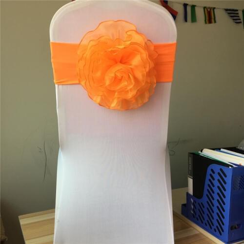 100pcs Free Shipping Marious flower orange Chair Sash Chair Cover for Wedding Decoration