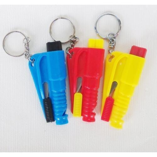 2pcs Mini 3 In 1 Rescue Car Kit SOS Whistle Seat Belt Cutter & Auto Emergency Hammer Window Breaker