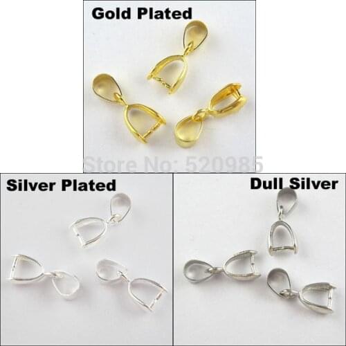 30Pcs 7x18mm Copper Necklace Pinch Bail Pendant Clasp Hooks Connector Gold Silver Nickel CN018