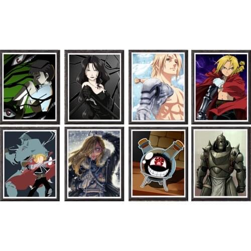 8PCS Fullmetal Alchemist Anime Photo Poster Digital Canvas Wall Art,8 x 10 Inches,No Frame
