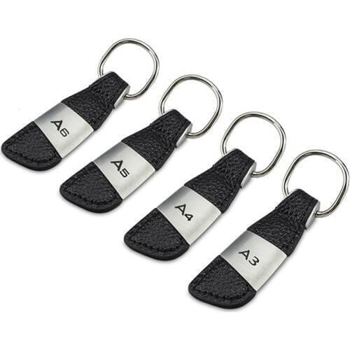 Car Key Chain Leather Emblem Keyring for Audi A3 8P 8L 8V A4 B6 B8 B7 B5 B9 A5 A6 C6 Sline Q5 Q7 S3 S4 S5 S6 RS3 RS4 RS5 RS6 R8