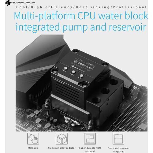 Barrowch CPU water block integrated pump reservoir kit for INTEL/AMD/X99/X299,OLED Digital display,POM version FBLTPRP-04