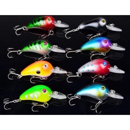 Free Shipping 8pcs/set Crank Bait Popper Fishing Lures Jerkbait Wobblers Crankbaits Isca Artificial Bait Hooks