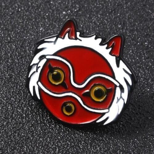 Princess Mononoke Sans Iconic Mask Pins Brooches Mononoke Hime Badge Brooch for Women Men Coat Shirts Lapel Pin Jewelry