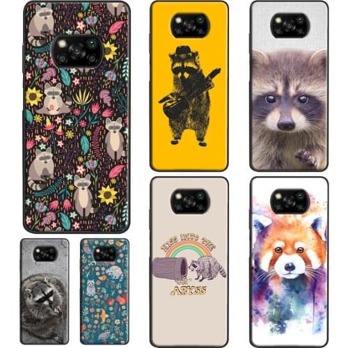 Raccoon Art Phone Case For POCO X3 Pro M3 F2 F3 Cover For Xiaomi Mi 11 Ultra 10T Pro Mi Note 10 Lite