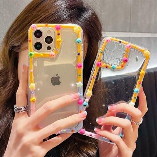 Lovely 3D smiley bumper Clear cover for iphone 11 phone case iphone 12 12Pro 11 pro max 8 7 Plus protective case coque