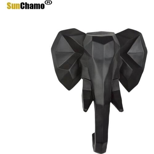 Black White Wall Mounted Elephant Head Trophy Wall Art Plaque Hunt Sculpture-faux Taxidermy Modern Hanging Home Decor Ornamnent