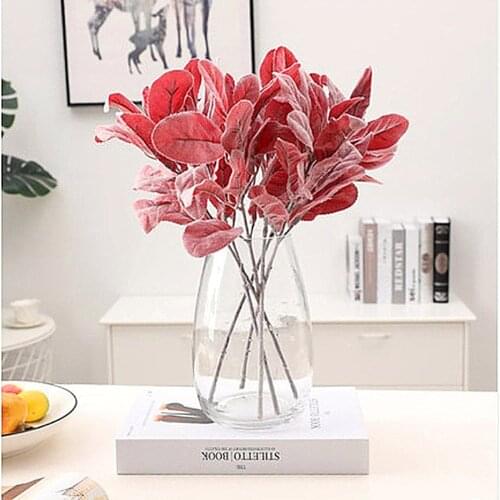 Cheap 10pcs/lot Home Bedroom Art Decor 35cm Flannel Silk Cloth Lemon Leaf Branch Wedding Party Favor Artificial Flowers Plants