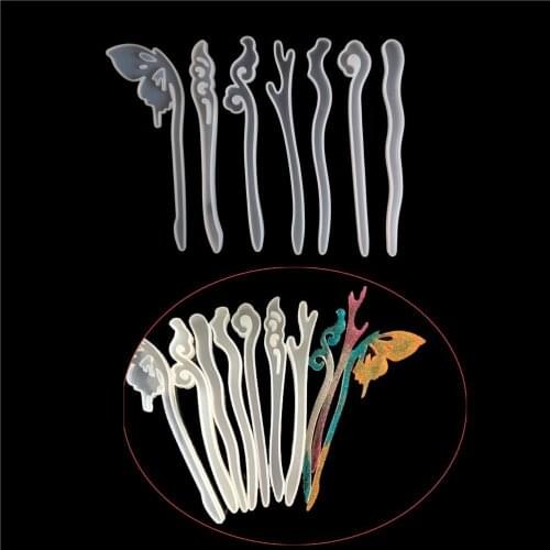 DIY Hairpin Silicone Mold Making Hair Stick Mould Jewelry Pendant Resin Craft new