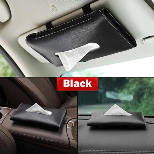 PU Leather Car sun visor Tissue Box Backseat Hanging Paper Towel suspension Clip Napkin Storage case Auto Interior Assessoires