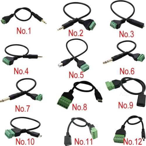 USB 2.0 Female B Micro usb mini usb Type-C Male to 5 Pin Female Bolt Screw Connector with Shield Terminal Plug Adapter Cable 1ft