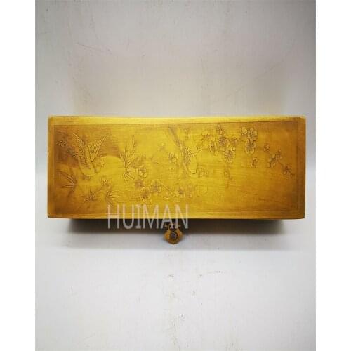 China Brass Statue Luck Wealth Copper Box Metal Crafts Home Decoration