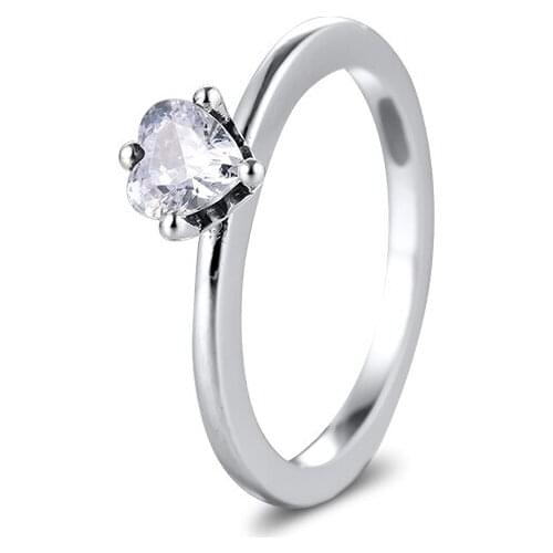CKK Ring Clear Heart Rings Women Anel Feminino 100% 925 Jewelry Sterling Silver Anillos Mujer Wedding Engagement bagues pour