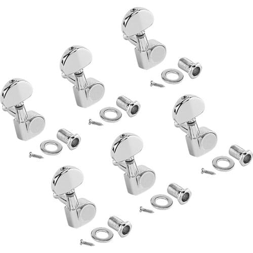Electric Guitar Tuning Pegs Tuners Keys Machine Heads for Acoustic Parts Replacement 6 R Inline Chrome Closed Gear
