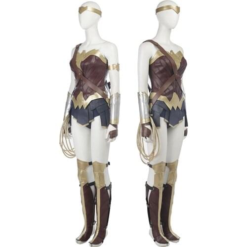 Adult Women Wonder Girl Diana Prince Cosplay Costume Battle Clothing Halloween Fancy Dress Full Props Suit
