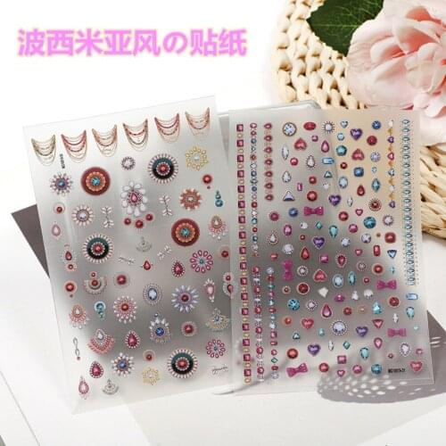 Net Red Nail Stickers Bohemian Retro Totem Baroque Adhesive Waterproof Nail Stickers Ornaments Nail Decals Transparent Manicure