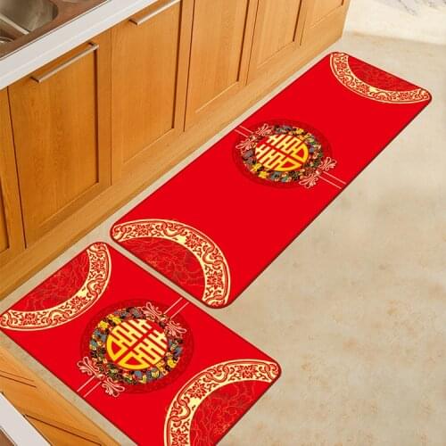 Red Wedding Banquet Carpet Anti-slip Area Rugs for Living Room Balcony Porch Celebrations Events Decoration Entrance Doormat