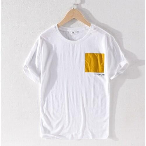 Summer new arrival short-sleeved linen brand men t shirt fashion casual t-shirt for men loose white tshirt mens chemise overhemd