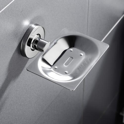 Stainless Steel Wall Mounted Bathroom Shower Square Soap Dish Holder Cup Tray Basket Soap Drain Rack