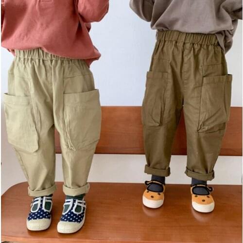 2021 new girls boys long pants cotton autumn cool kids pants