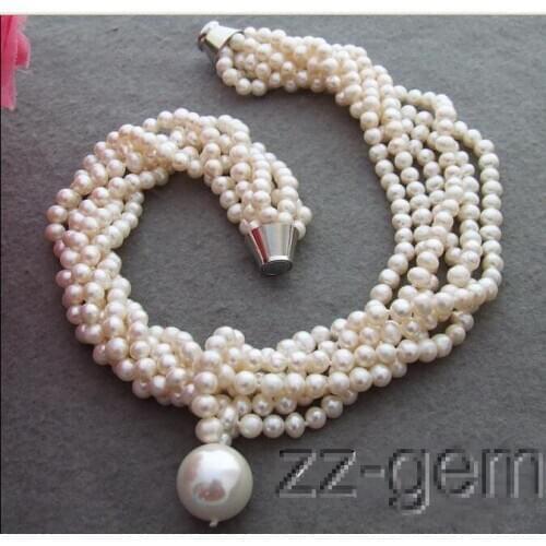 Charming! 6Strds White Pearl Necklace