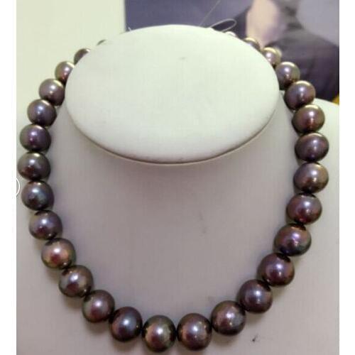 Huge 13-15mm AAA Tahitian black red multicolor pearl necklace 18inch