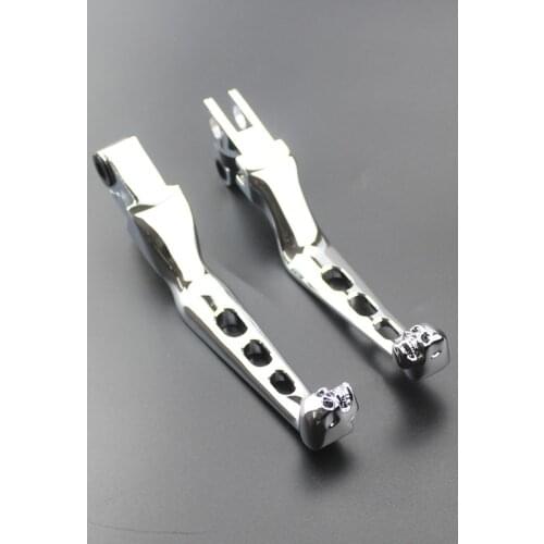 Pair Chrome Motorcycle Skull Brake Clutch Levers Handle Lever For Harley FLSTSC Softail Springer Classic FLSTF Fat Boy