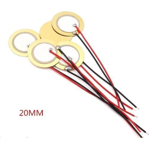 10pcs/lot 20mm Piezoelectric Piezo buzzer Sounder Sensor Trigger Drum Disc With Wire Copper Piezo buzzers For Loudspeaker DIY