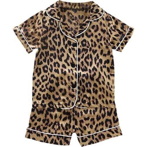 Girls Princess Pajamas Baby Cartoon Clothing Sets Kids Leopard Pyjamas Pijamas Boys Girls Short Sleeve Sleepwear Night Wear9