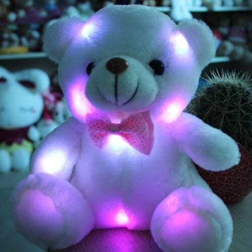 22cm Heimrong Plush Dolls Toy Colorful Glowing Bear Girl Stuffed Led Animal White Light Birthday Gift For Girlfriend