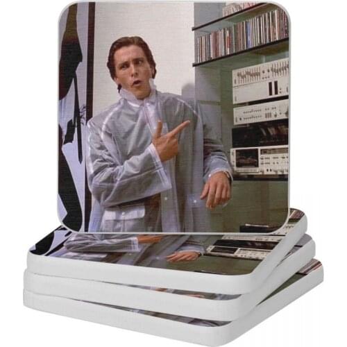 Psycho Christian Bale Movie Patrick Bateman Diatomite Square Round Shape Coaster Eco-friendly Cup Bonsai Mat Soap Pad Diameter