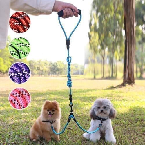 Detachable Two small dogs Leash Nylon 1 leash for 2 Dogs Double puppy pet traction rope Foam handle dog lead for Medium Dogs