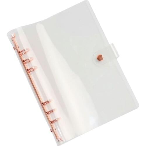 Six Ring Transparent Loose Leaf Binder A5 Notebook Rose Gold Metal Binder Rings A5 Clear Binder