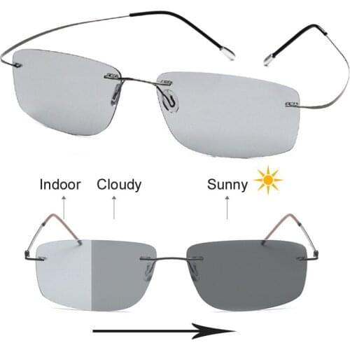 B Titanium Photochromic Polarized Rimless Sunglasses Glasses Extreme Discoloration Aerodynamic Oculos Gafas De Sol Goggles 2018