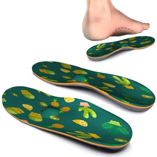 Green Plant High Arch Support Insole Memory Foam Lighten Heel Foot Pain Orthopedic Insoles for Men and Women Sneaker Pad
