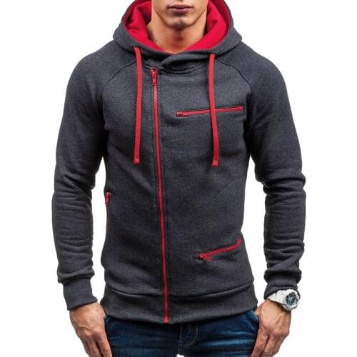 Fashion mens hoodies autumn Brand mens Fleece zipper hooded Sweatshirts male Long sleeve Solid color warm hooded pullover Tops