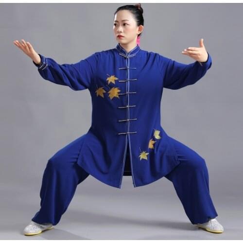 Blue Men Women Kung Fu Uniform Chinese Style Tai Chi Uniform Wushu Martial Arts Morning Exercise Bruce Lee Suit Taichi 12450