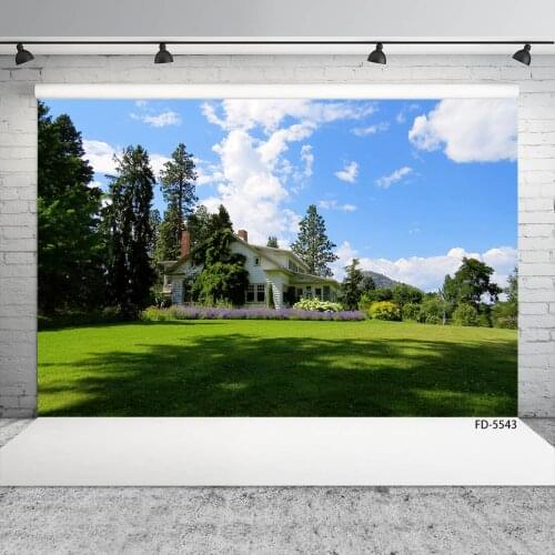 Grassland Flowers House Photography Background Custom Vinyl Backdrop Props for Children Baby Portrait Photophone Photo Studio