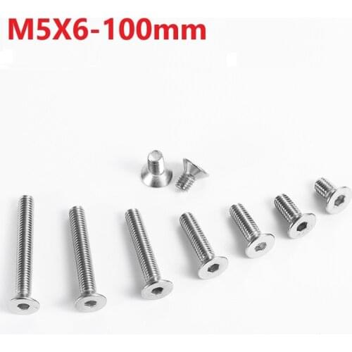 5mm 304 Stainless Steel Hexagon Socket Countersunk Flat Cap Head Screw M5x4 5 6 8 10 90 95 100mm Countersunk Socket Head Screw