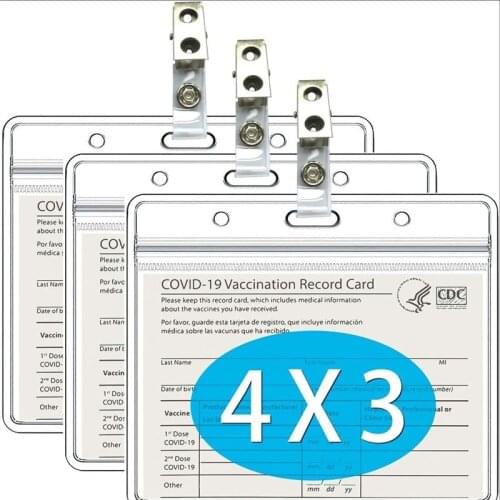 3*4inch Waterproof Transparent Card Cover inoculation card holder with clip Women Men Student Bus Card Holder Case ID Card
